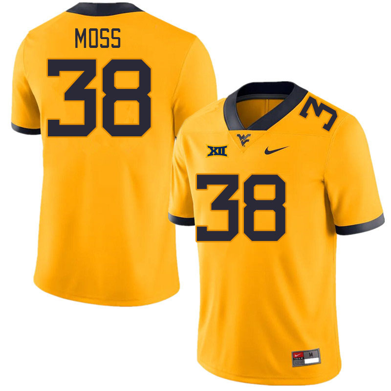 Men #38 Macguire Moss West Virginia Mountaineers College Football Jerseys Stitched Sale-Gold - Click Image to Close